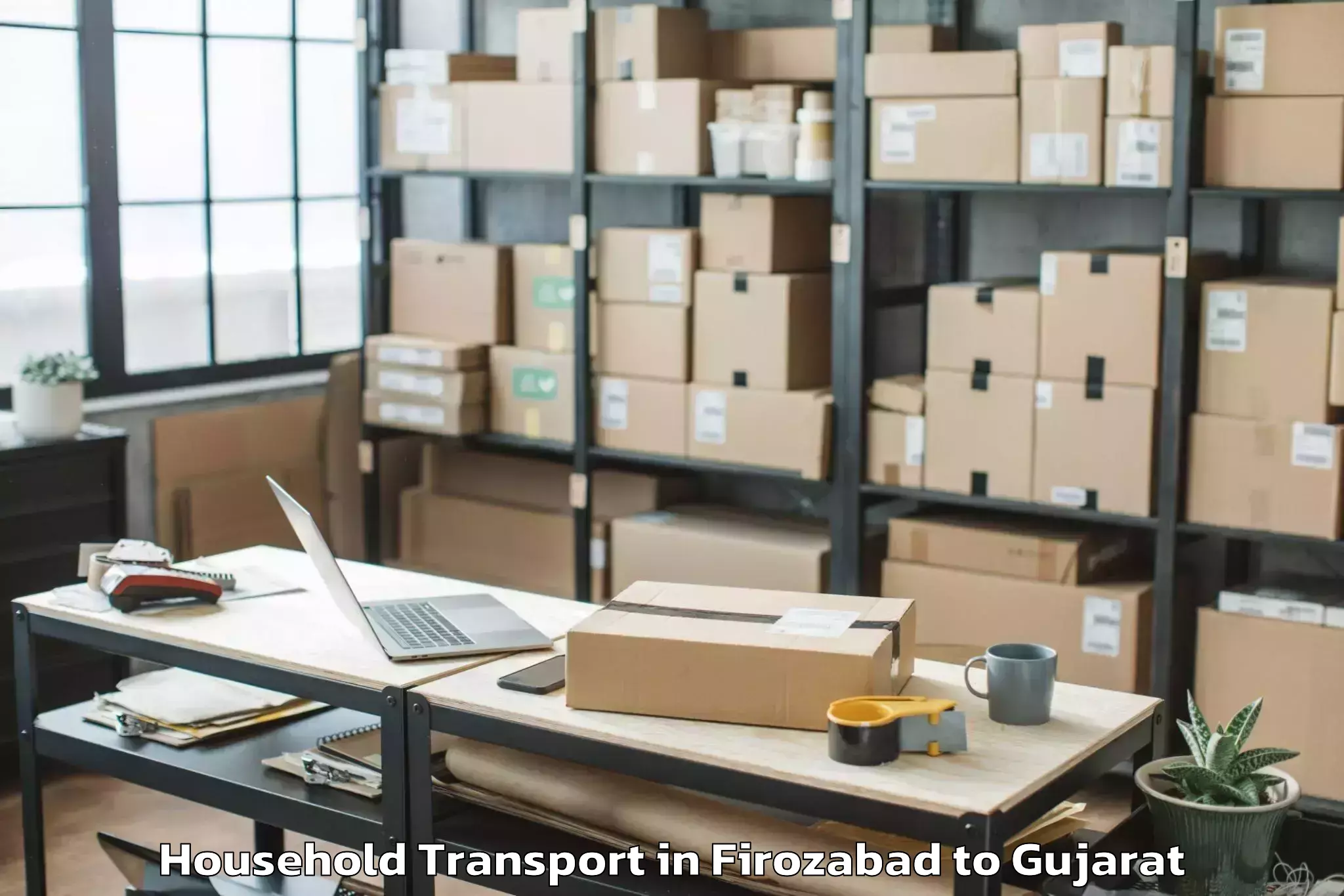 Easy Firozabad to Upleta Household Transport Booking